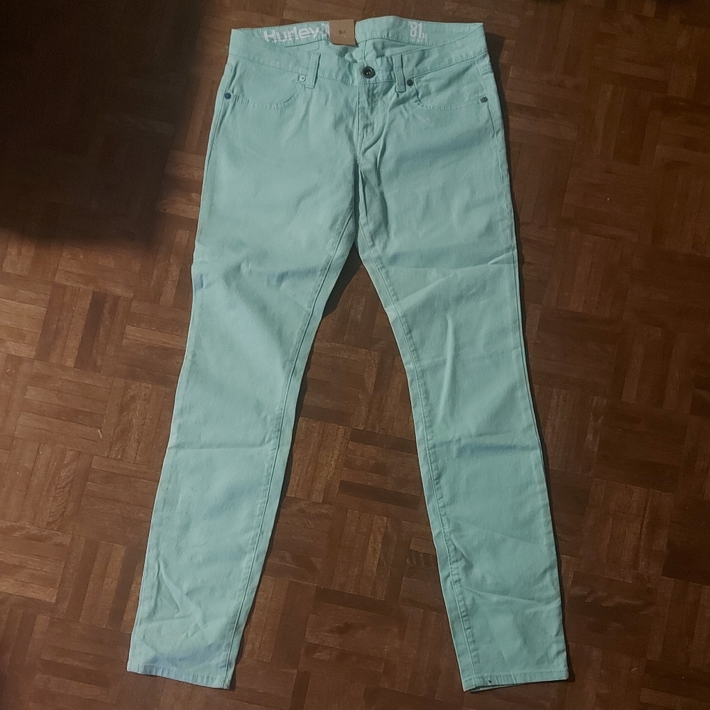 BRAND NEW W/TAGS Rare HURLEY 81 SKINNY Legging Women’s Low Rise Neon Green Denim